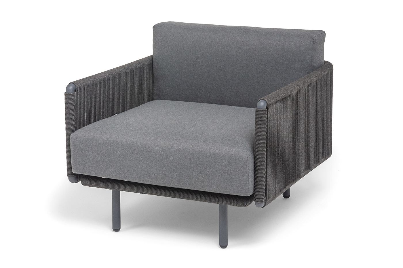 фото "джелло" лаунж-зона 5-местная плетеная из роупа (веревки), каркас алюминиевый темно-серый, роуп темно-серый