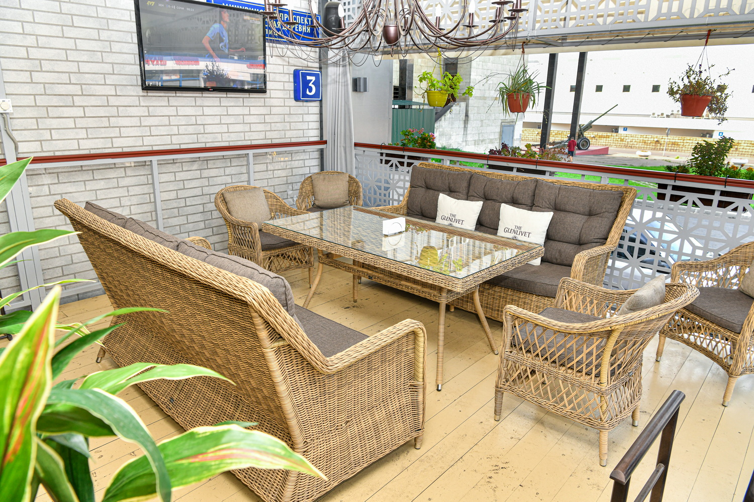 фото "гляссе" диван трехместный из искусственного ротанга, цвет соломенный