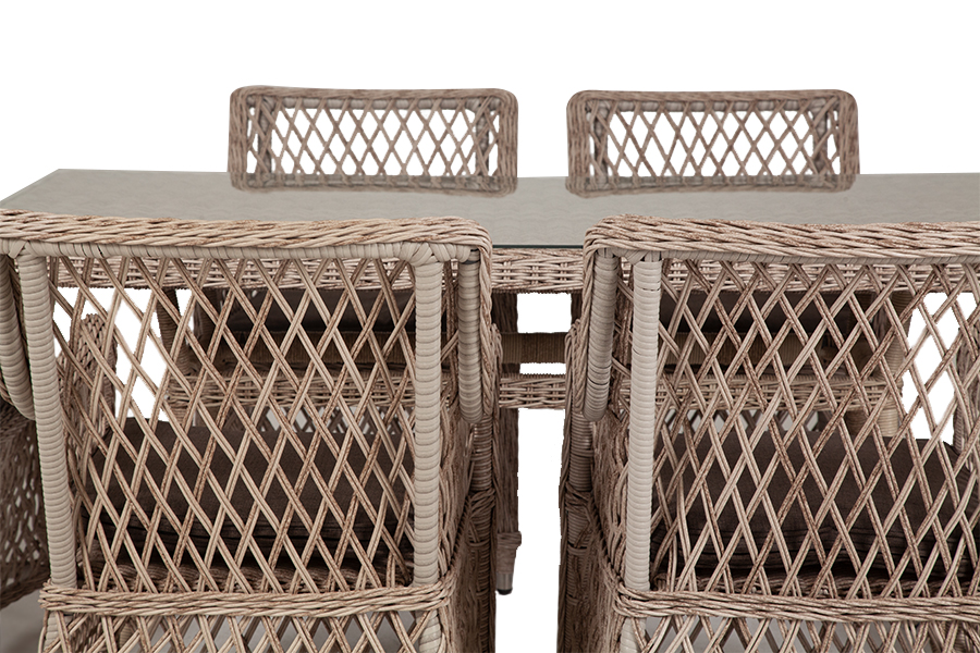 фото "латте" обеденная группа плетеная, цвет бежевый