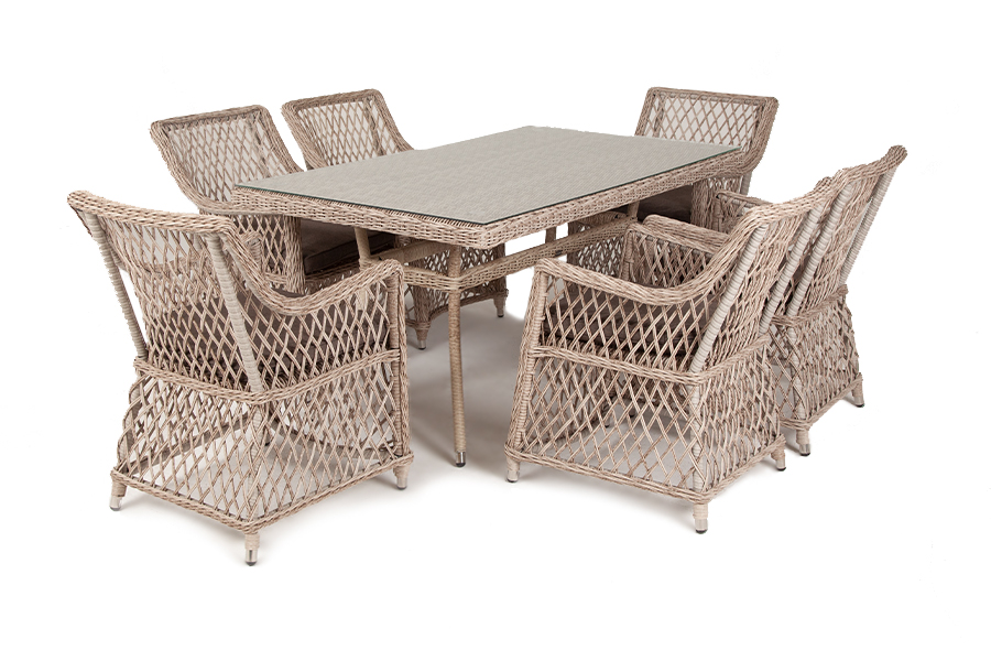 фото "латте" обеденная группа плетеная, цвет бежевый