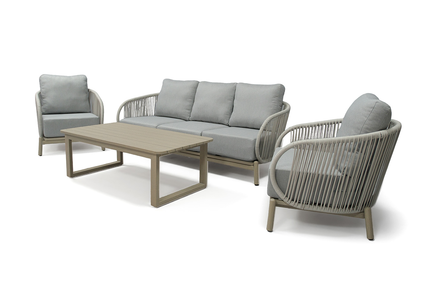 фото "прато" лаунж-зона из искусственного ротанга на 5 персон, цвет светло-серый