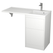 Тумба с 2 ящ. Torre 45 под стиральную машину с раковиной, белый матовый 