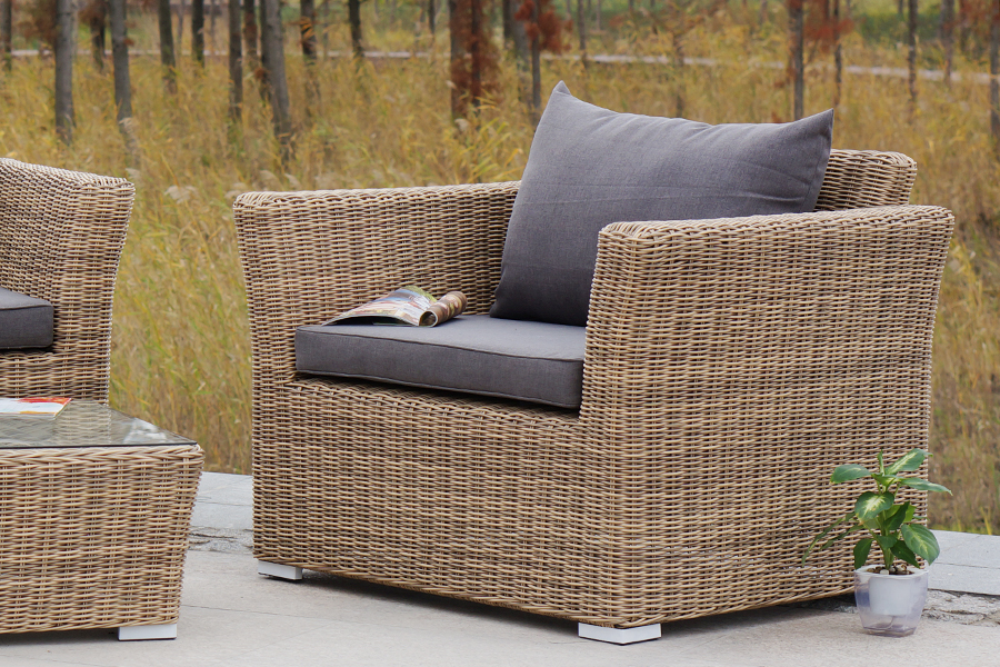 фото "капучино сингл" лаунж-зона из искусственного ротанга, цвет соломенный