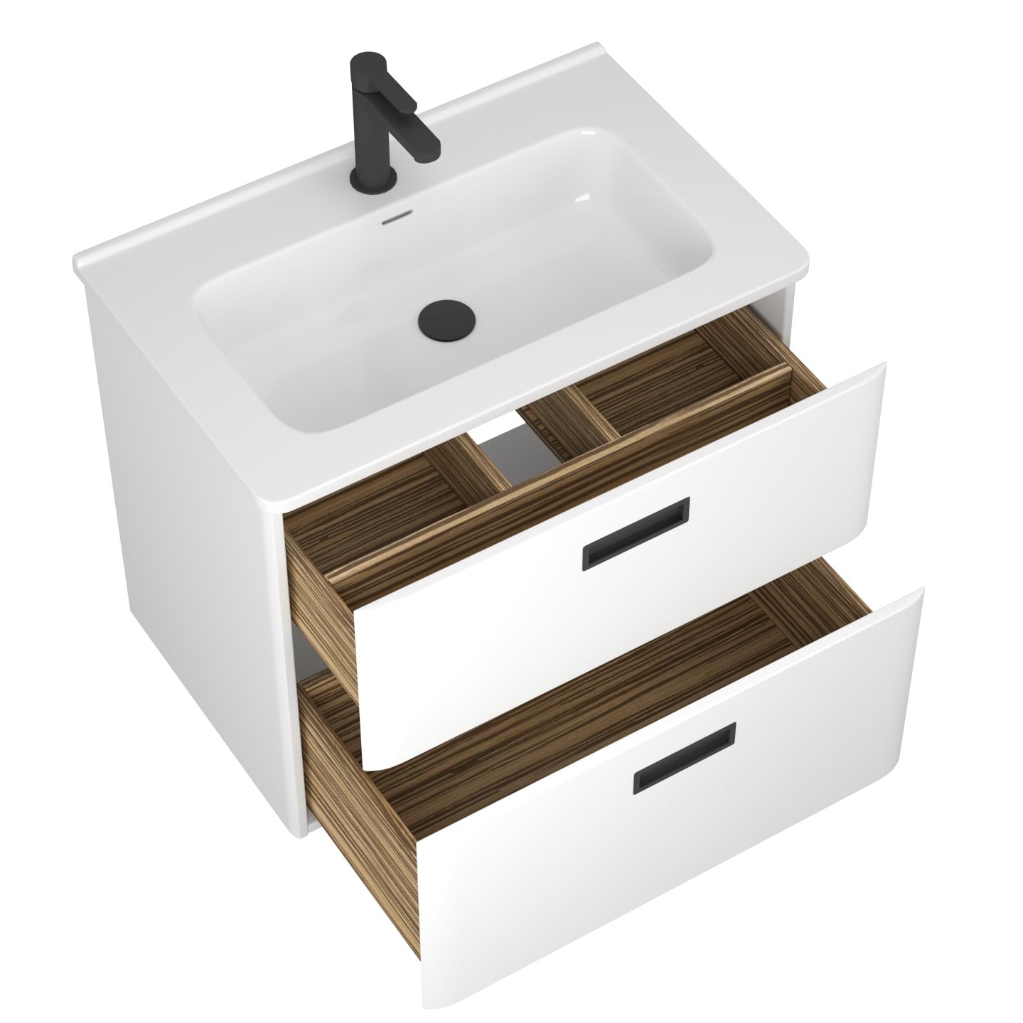 фото тумба 2 ящ. tuscany 70 с раковиной, белый матовый