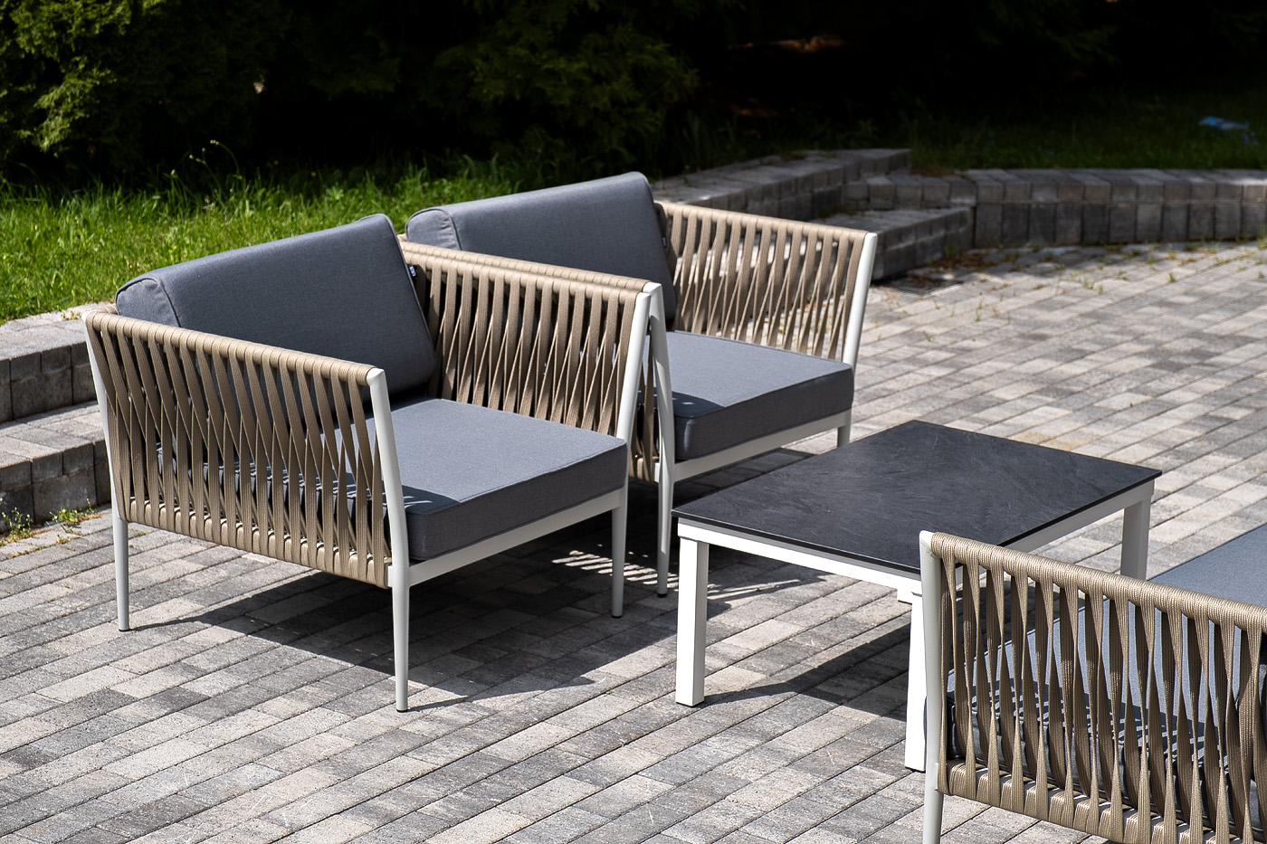 фото "касабланка" лаунж-зона плетеная из роупа 5-местная, цвет серый