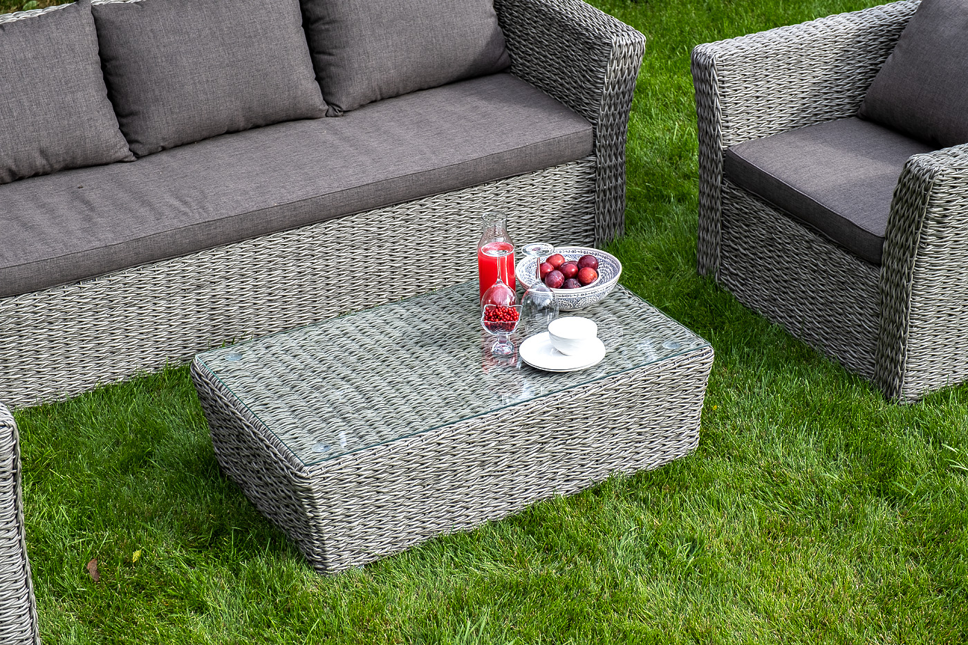 фото "капучино" журнальный столик из искусственного ротанга (гиацинт), цвет cерый