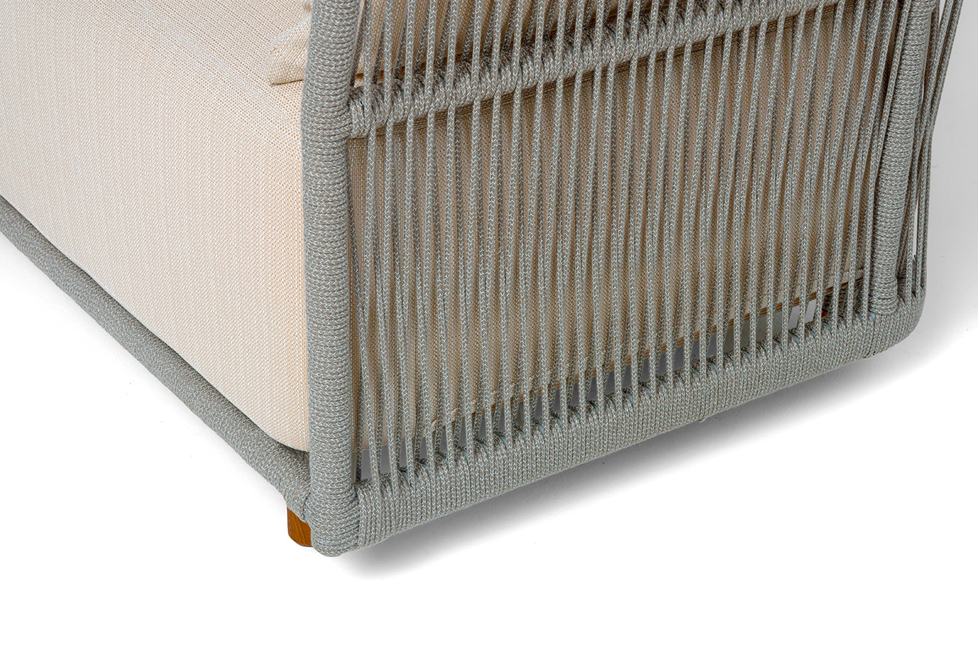 фото "лугано" лаунж-зона 5-местная плетеная из роупа (веревки), каркас алюминиевый светло-серый, роуп серый меланж