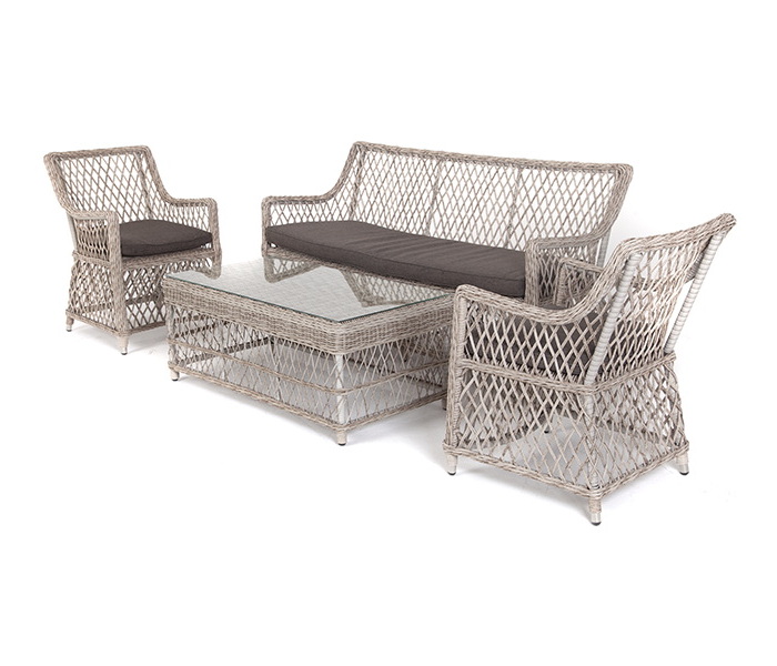 фото "асти" лаунж-зона из искусственного ротанга на 4 персоны, цвет бежевый