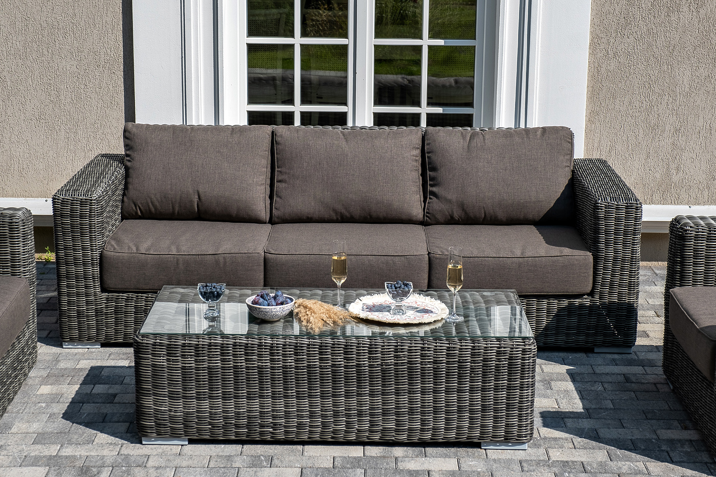 фото "боно" лаунж-зона из искусственного ротанга, цвет графит