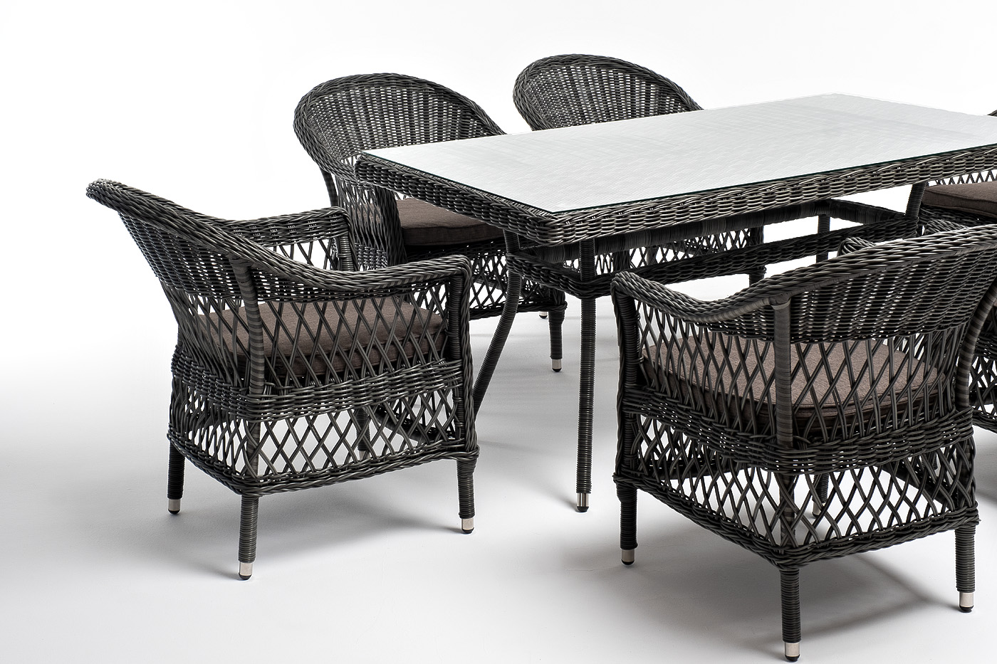 фото "амароне" обеденная группа из искусственного ротанга на 6 персон, цвет графит