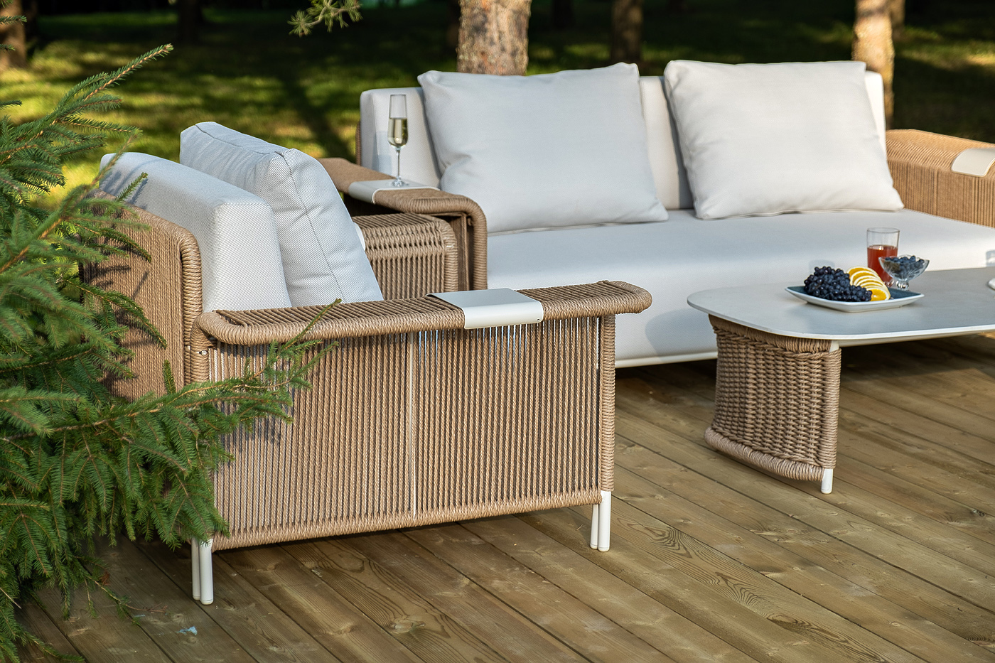 фото "мальдивы" лаунж-зона из искусственного ротанга, цвет соломенный (к)