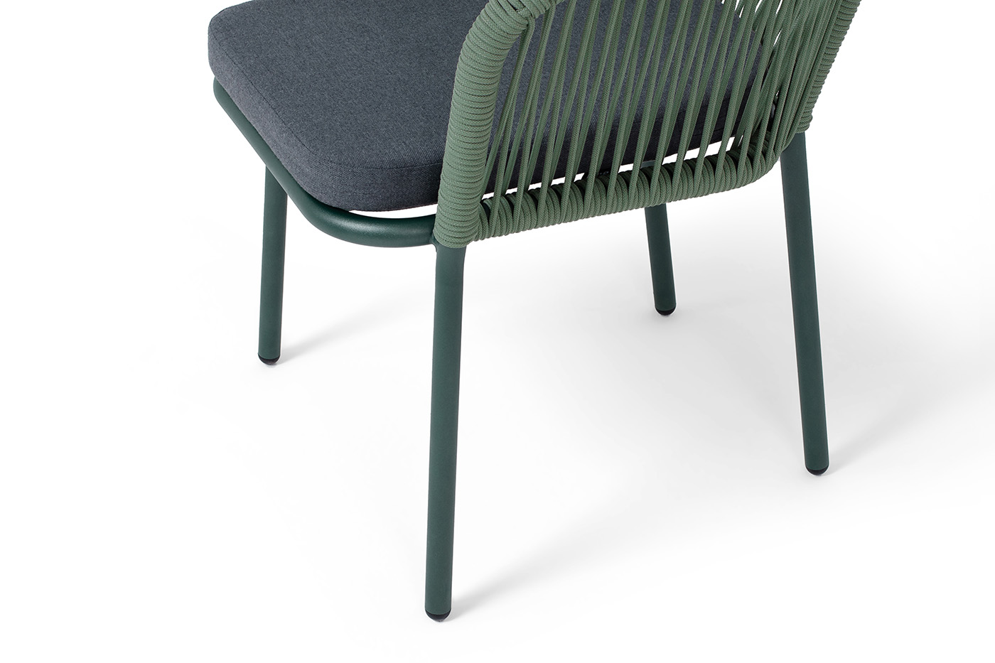 "Марсель" стул плетеный из роупа, каркас алюминий RAL6036 муар, роуп зеленый (4204) круглый tex, ткань темно-серая 027 фото "марсель" стул плетеный из роупа, каркас алюминий ral6036 муар, роуп зеленый (4204) круглый tex, ткань темно-серая 027