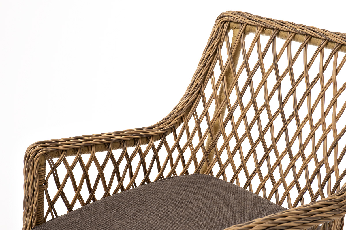 фото "латте" обеденная группа плетеная, цвет соломенный