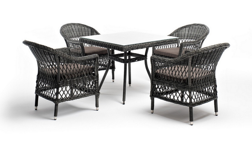 фото "сицилия" обеденная группа плетеная, цвет графит