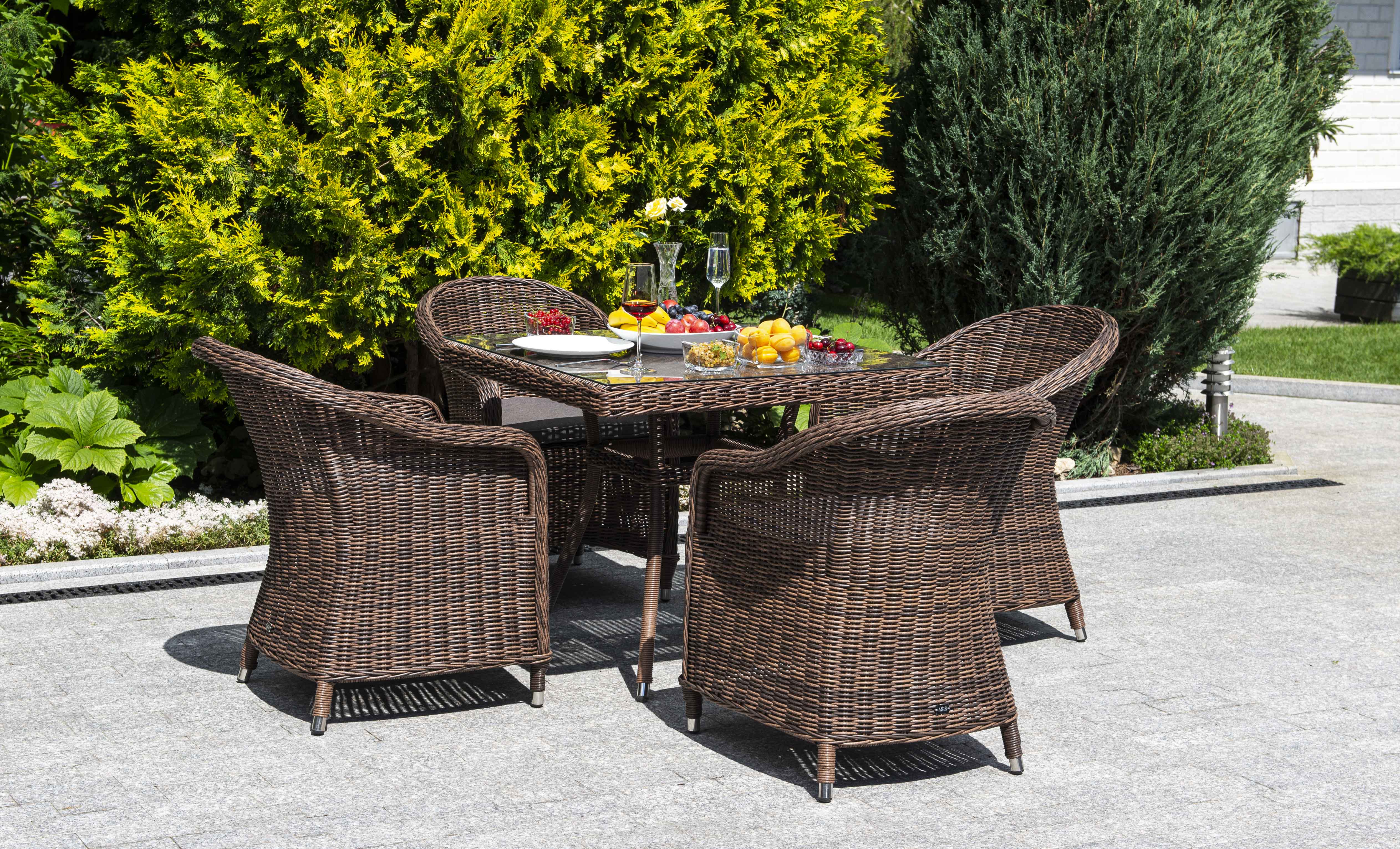 фото "фредо" обеденная группа из искусственного ротанга, цвет коричневый