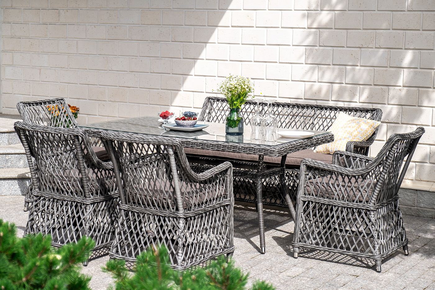 фото "латте" плетеный стол из искусственного ротанга 160х90см, цвет графит