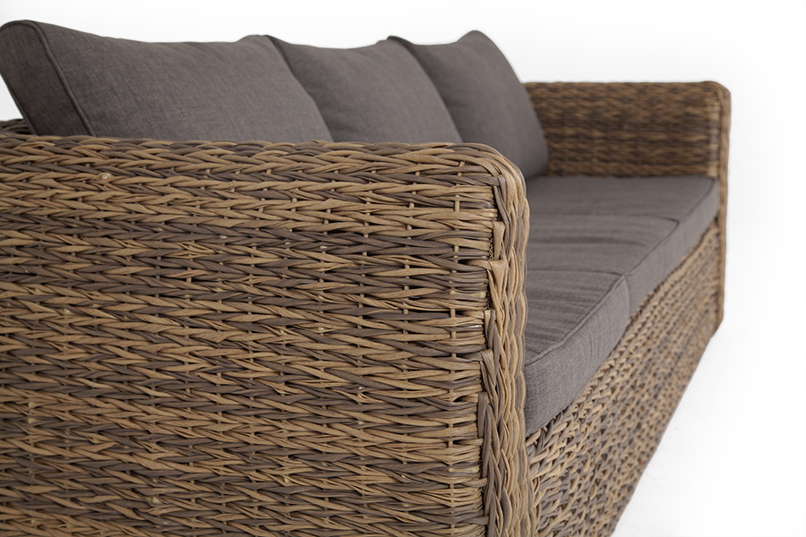 фото "кальяри" диван из искусственного ротанга (гиацинт) трехместный, цвет соломенный