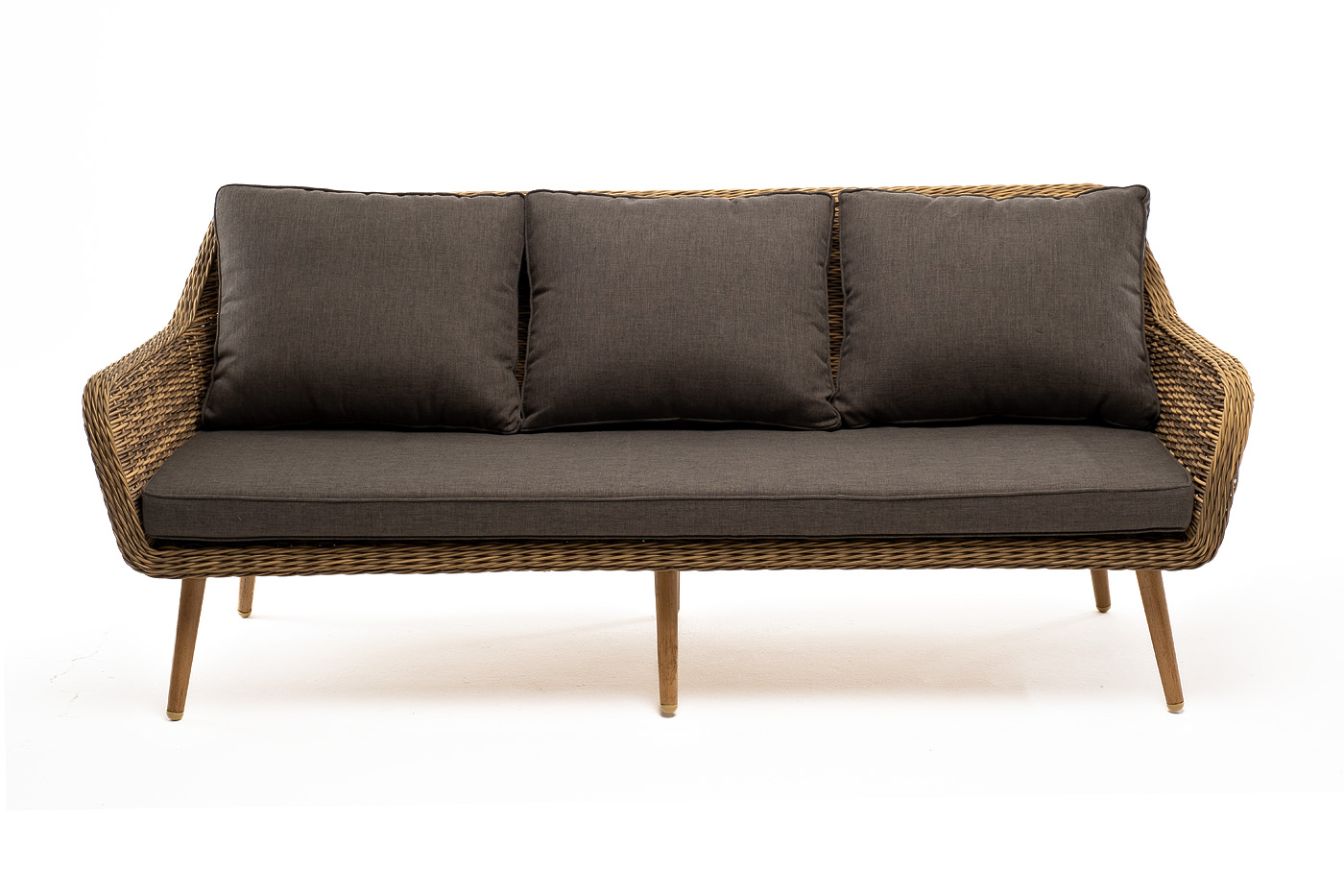 фото "прованс" диван из искусственного ротанга трехместный, цвет соломенный