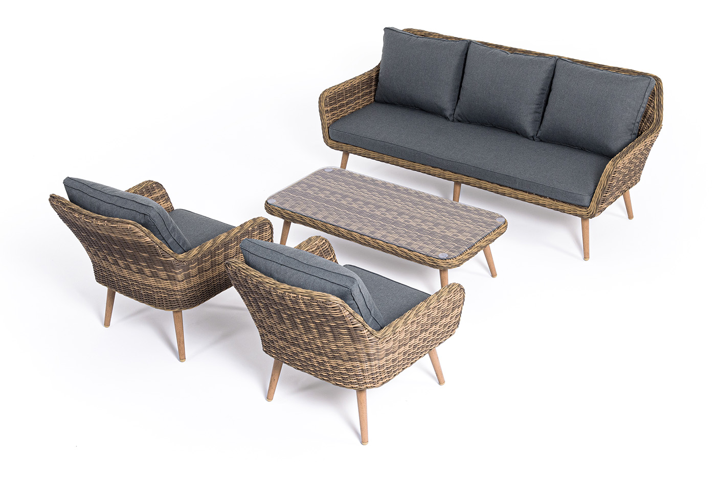 фото "прованс" лаунж-зона плетеная из искусственного ротанга, цвет соломенный