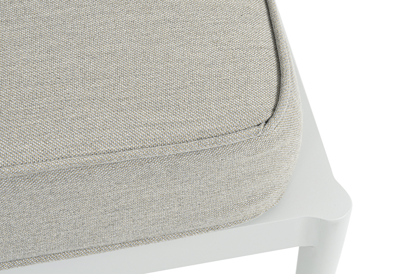 фото "касабланка" правый модуль плетеный из роупа, каркас алюминий светло-серый (ral7035) муар, роуп серо-коричневый 23мм, ткань бежевая 15052