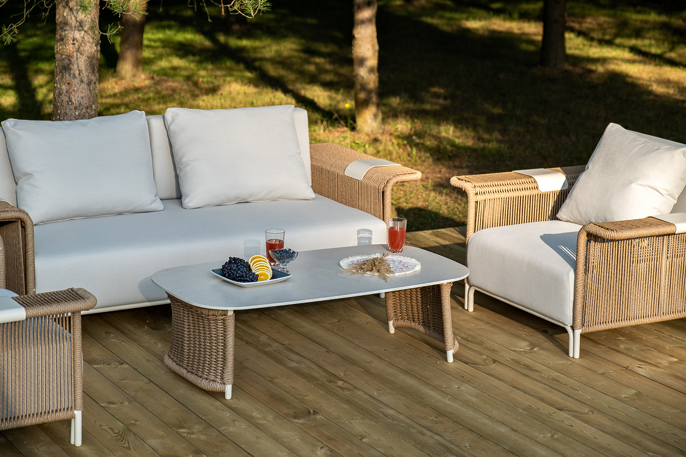 фото "мальдивы" лаунж-зона из искусственного ротанга, цвет соломенный (к)