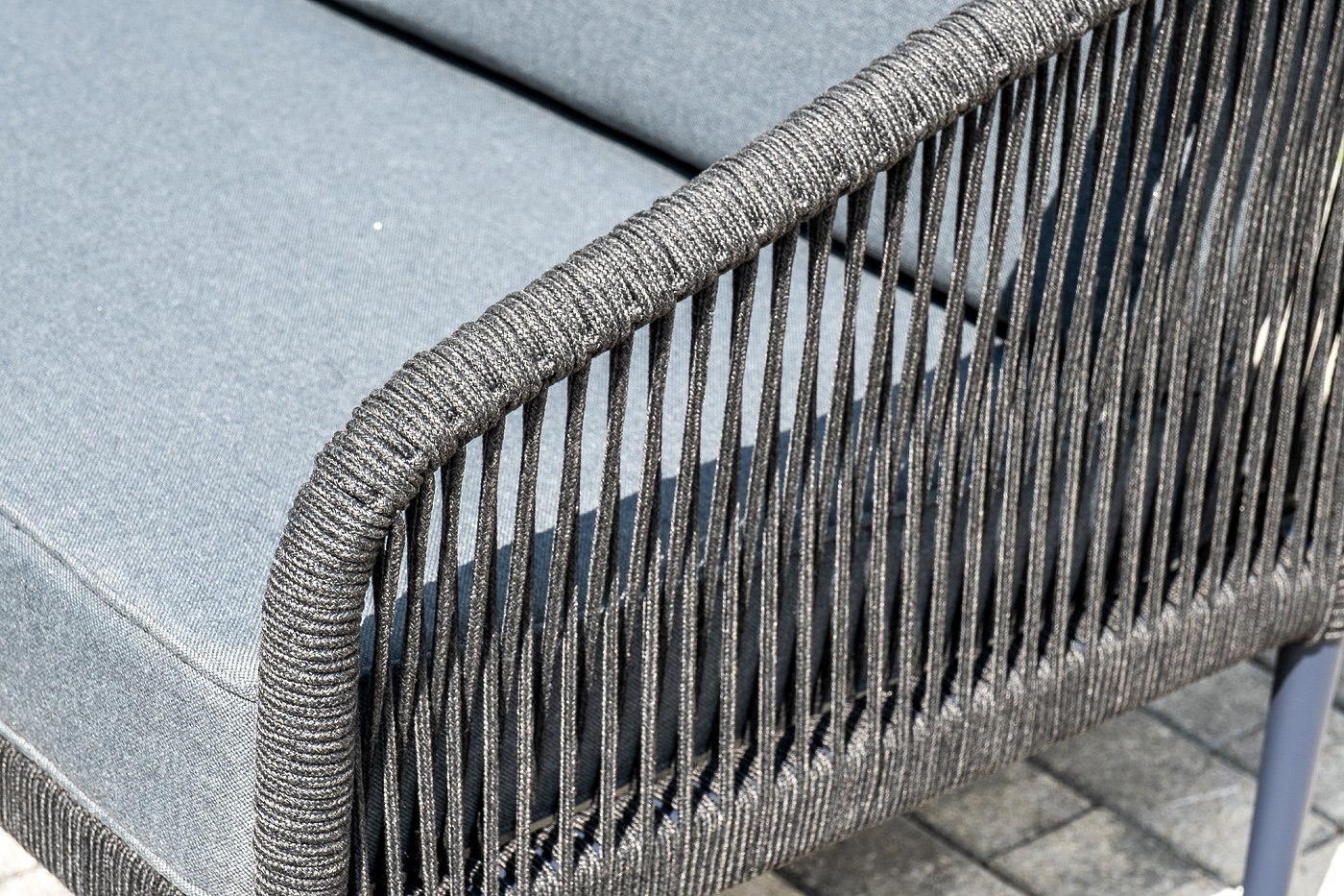 фото "канны" лаунж-зона 5-местная плетеная из роупа (веревки), цвет темно-серый