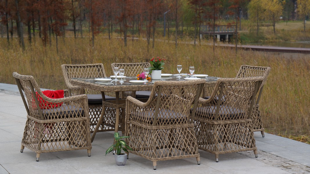 фото "латте" плетеное кресло из искусственного ротанга, цвет соломенный