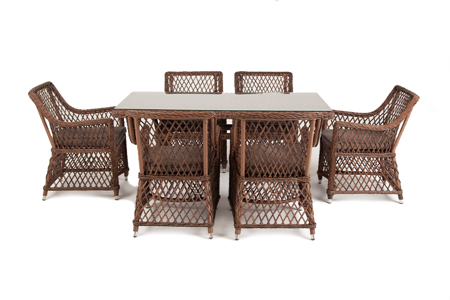 фото "латте" обеденная группа плетеная, цвет коричневый