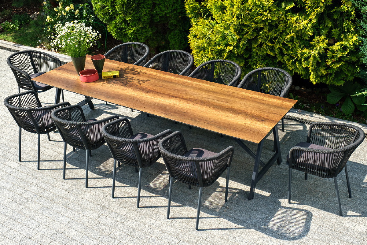 фото "куба" обеденная группа на 10 персон, стол hpl "дуб", круглый роуп