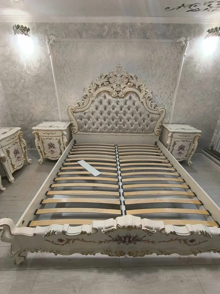 фото спальный гарнитур афина с 5-ти дв. шкафом, крем/золото