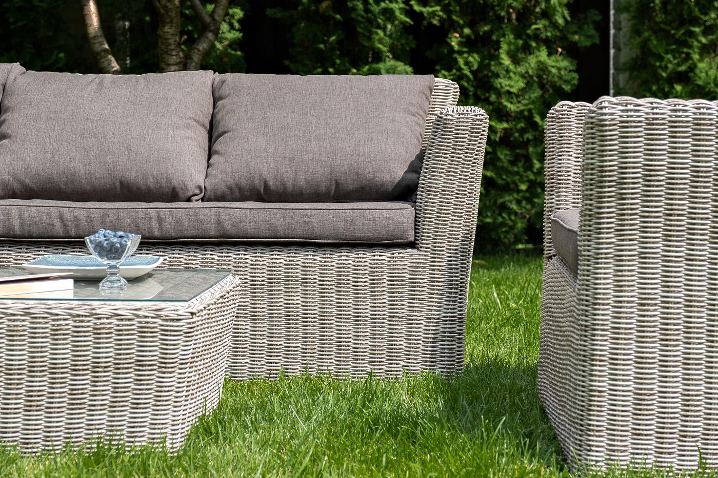 фото "капучино" диван из искусственного ротанга трехместный, цвет бежевый