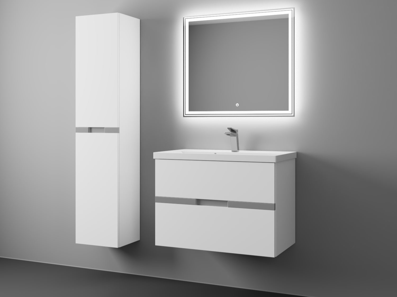 фото тумба с 2-мя ящ. и раковиной под умывальник allia 80