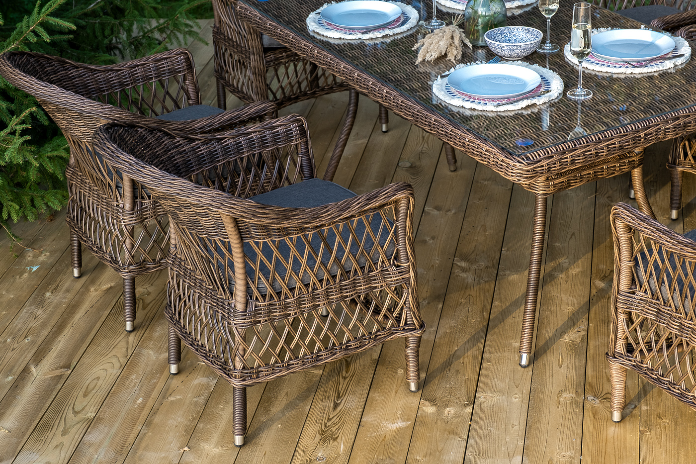 фото "амароне" обеденная группа из искусственного ротанга на 6 персон, цвет коричневый