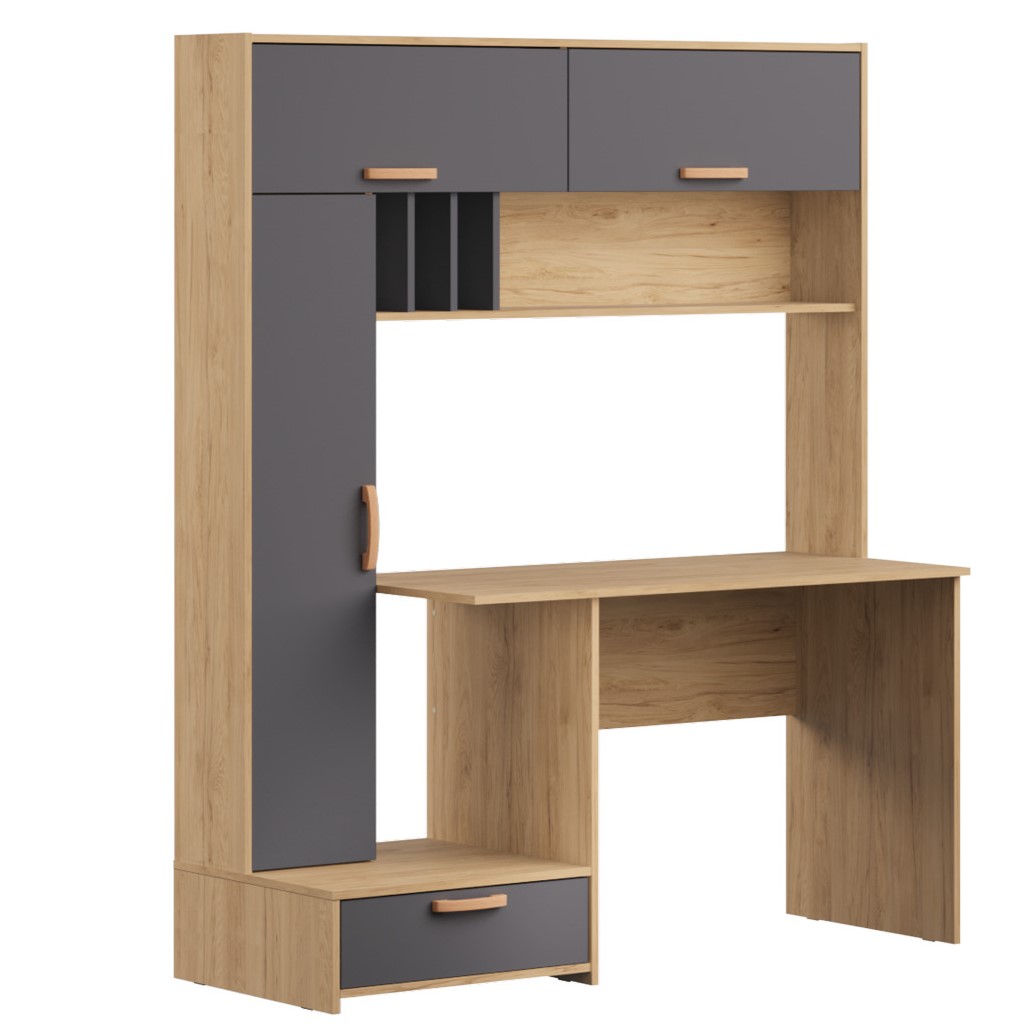 фото стол письменный 03.243 лайт (гикори рокфорд натуральный/темно-серый)