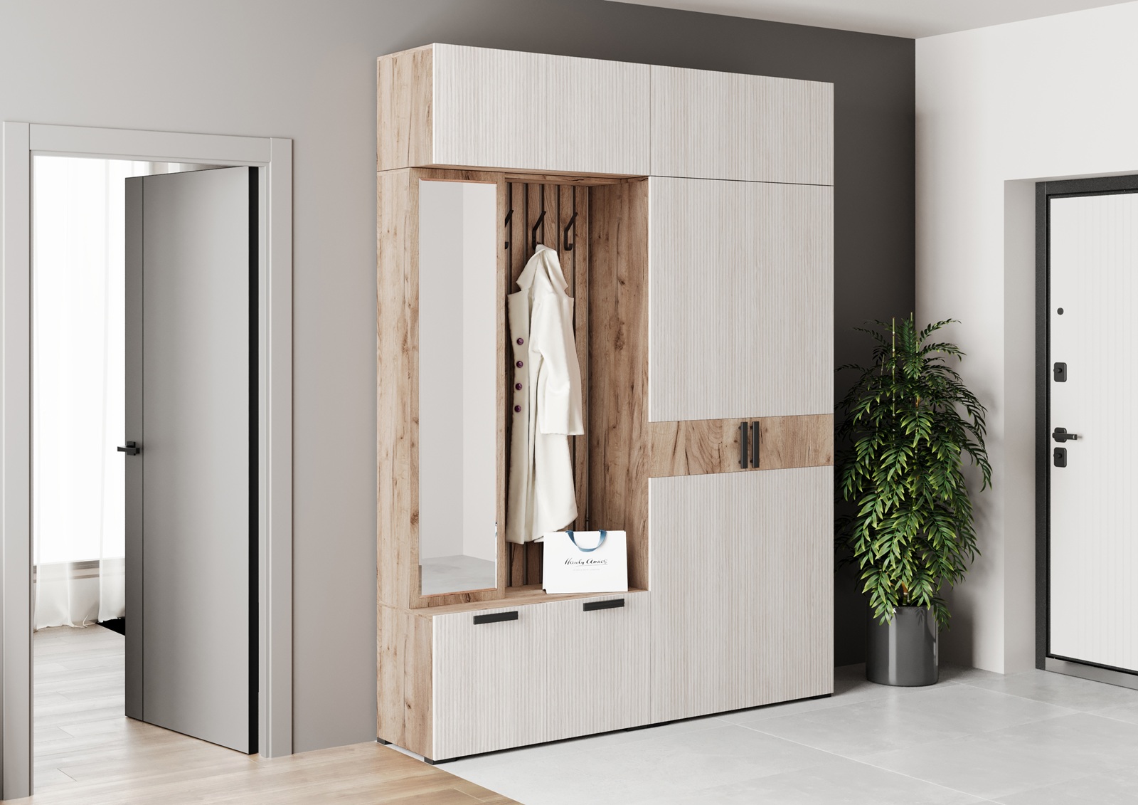 Шкаф 2-х дв. с вешалкой и полками ПБ-02 Берта 