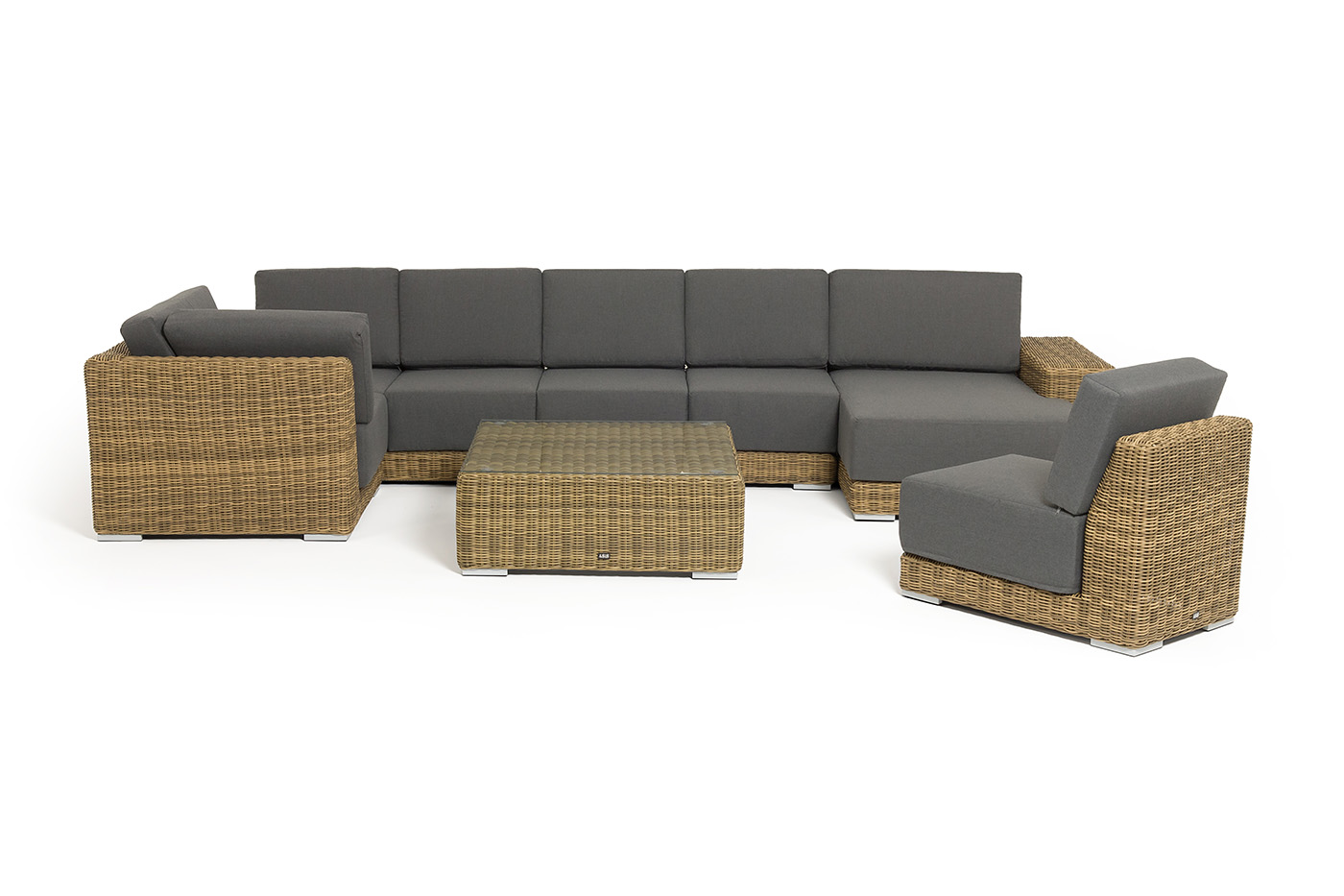 фото "капри" трансформирующаяся лаунж-зона из искусственного ротанга, цвет соломенный