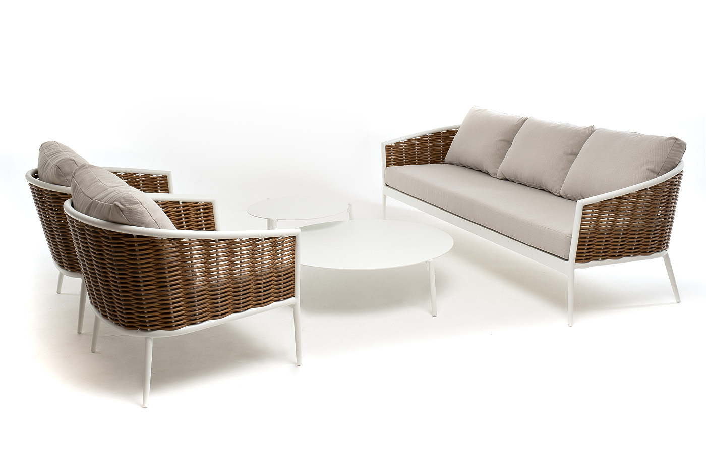 фото "тоскана" лаунж-зона из искусственного ротанга, цвет соломенный (к)