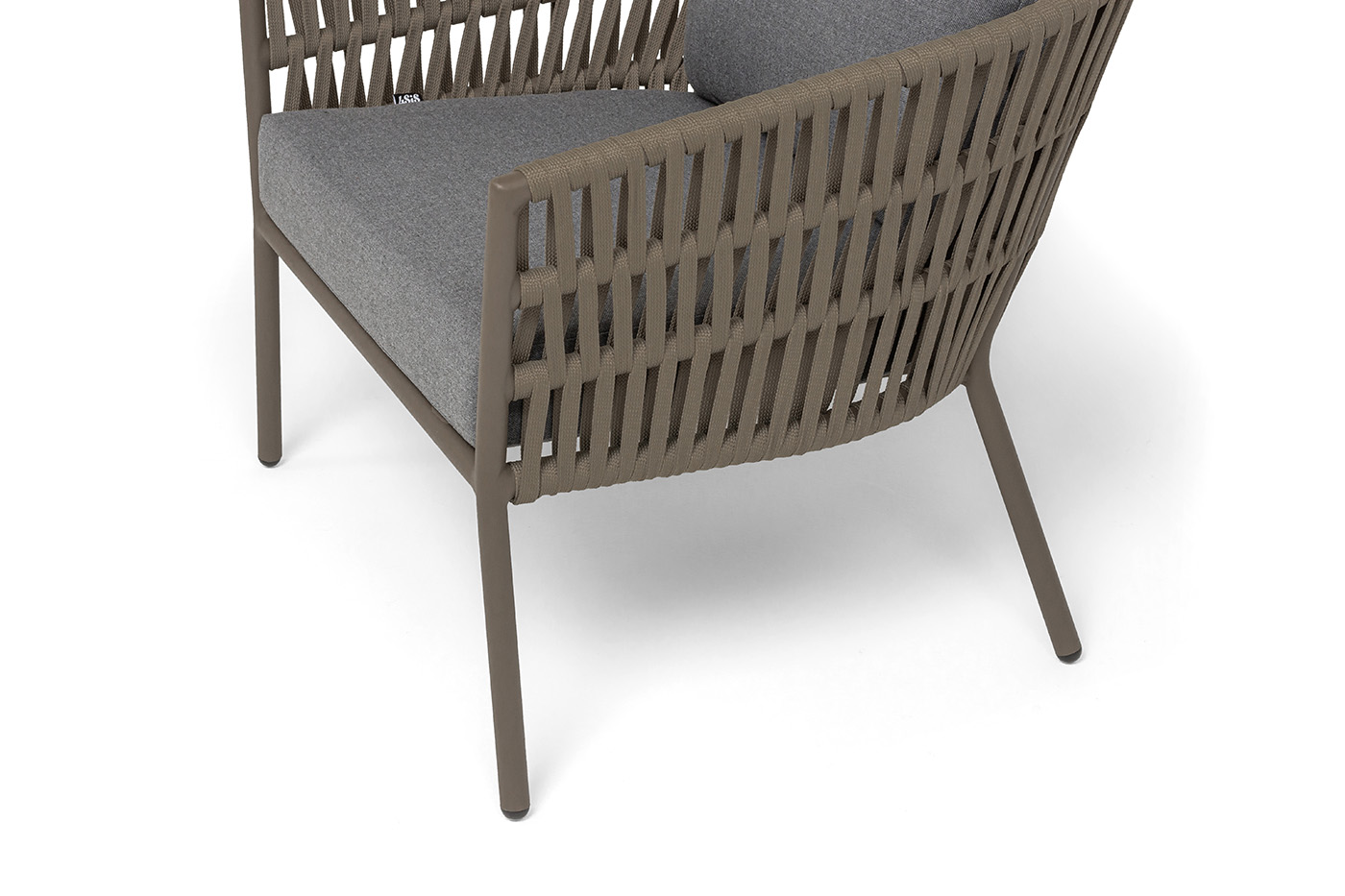 фото "комо" лаунж-зона 4-местная плетеная из роупа (веревки), каркас алюминиевый бежево-серый, роуп серо-коричневый