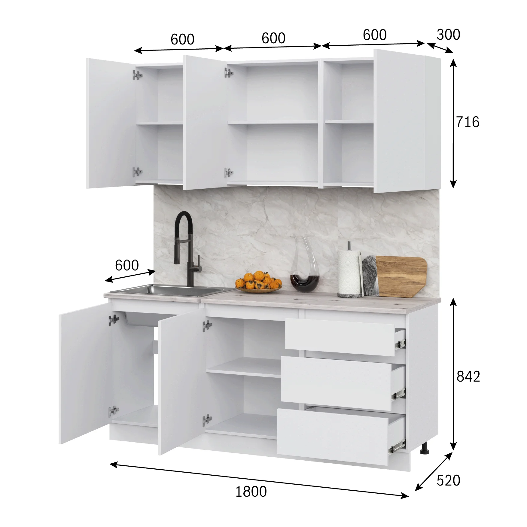 Кухонный гарнитур 1800 Айден 