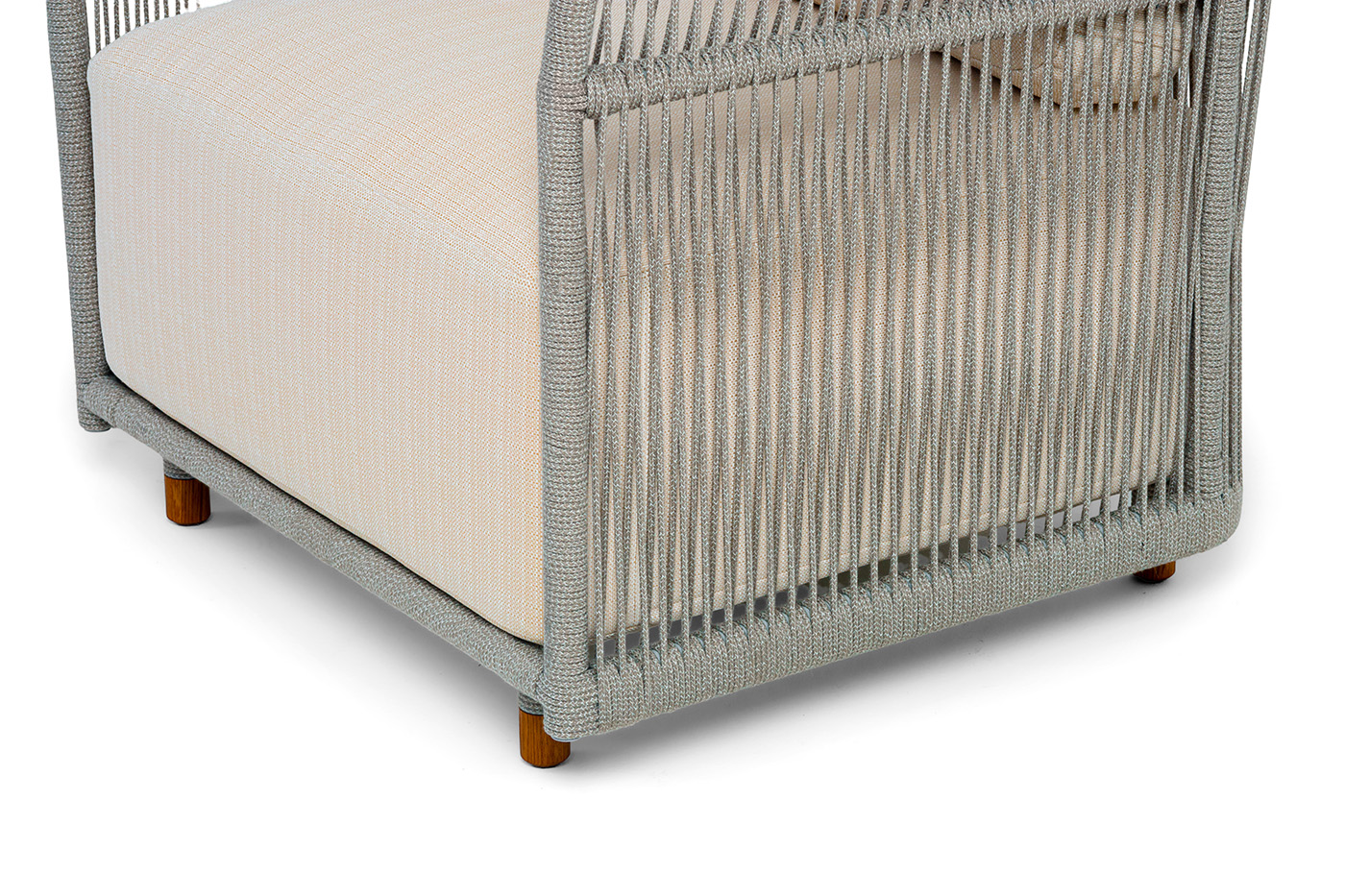 фото "лугано" лаунж-зона 5-местная плетеная из роупа (веревки), каркас алюминиевый светло-серый, роуп серый меланж