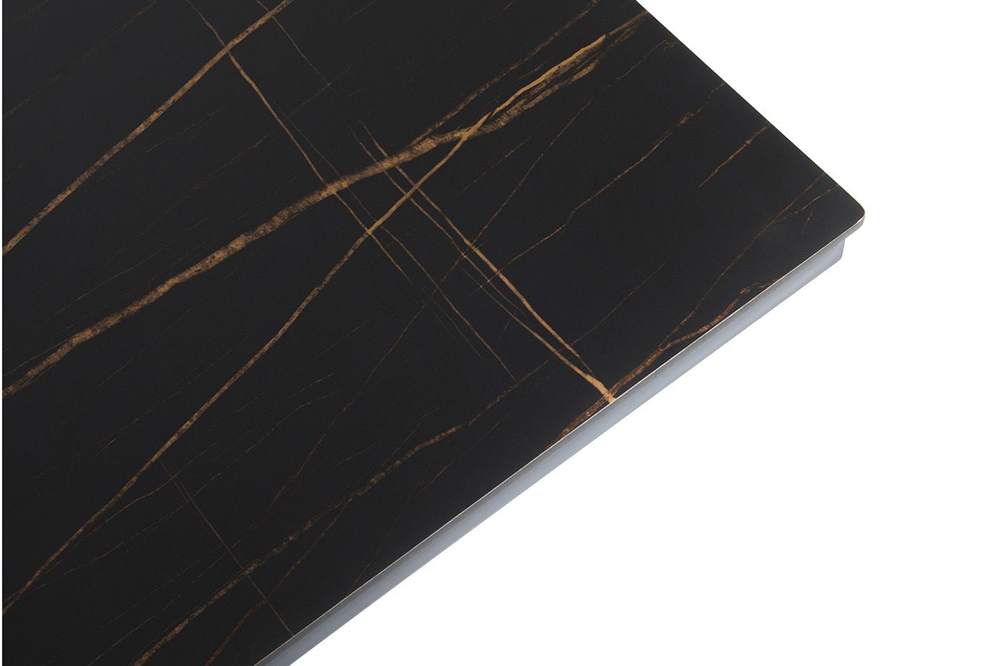 "Рио" стол из HPL 300х120см, цвет столешницы "черный мрамор", угол R3мм фото "рио" стол из hpl 300х120см, цвет столешницы "черный мрамор", угол r3мм