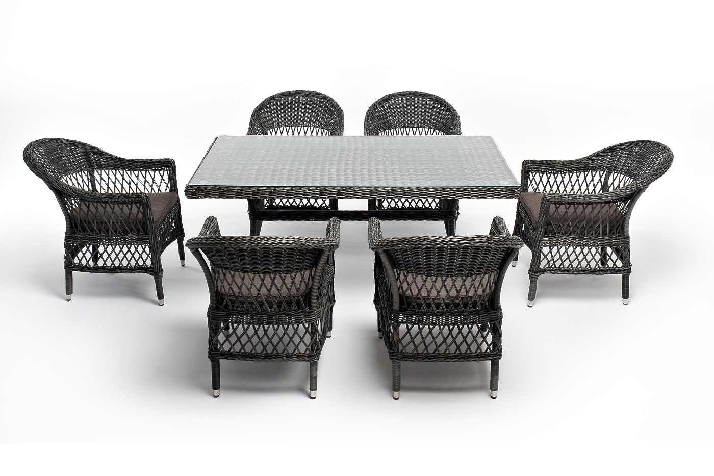 фото "амароне" обеденная группа из искусственного ротанга на 6 персон, цвет графит