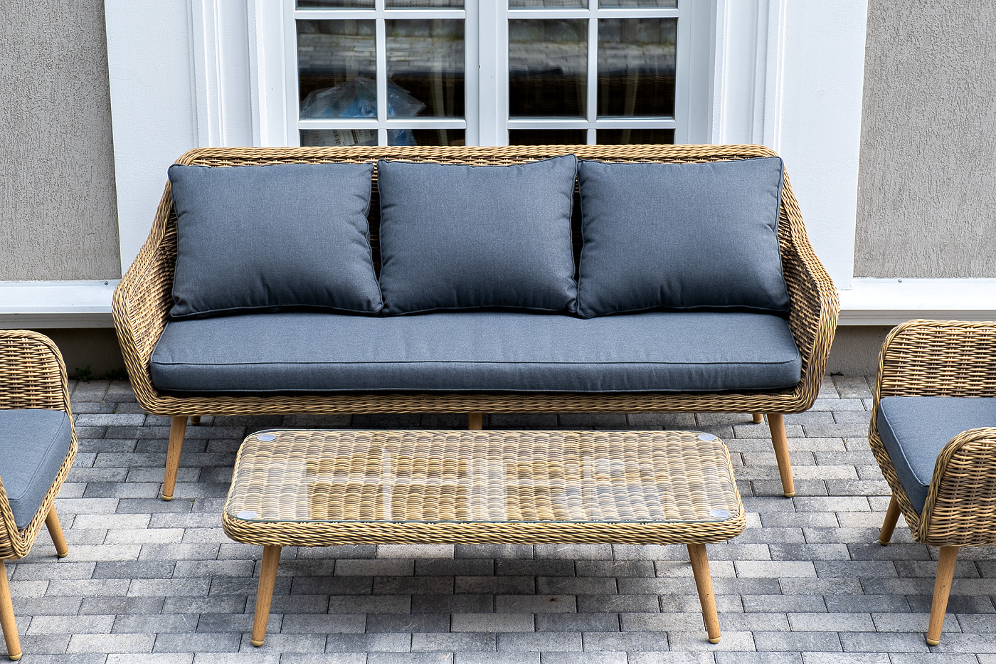 фото "прованс" лаунж-зона плетеная из искусственного ротанга, цвет соломенный