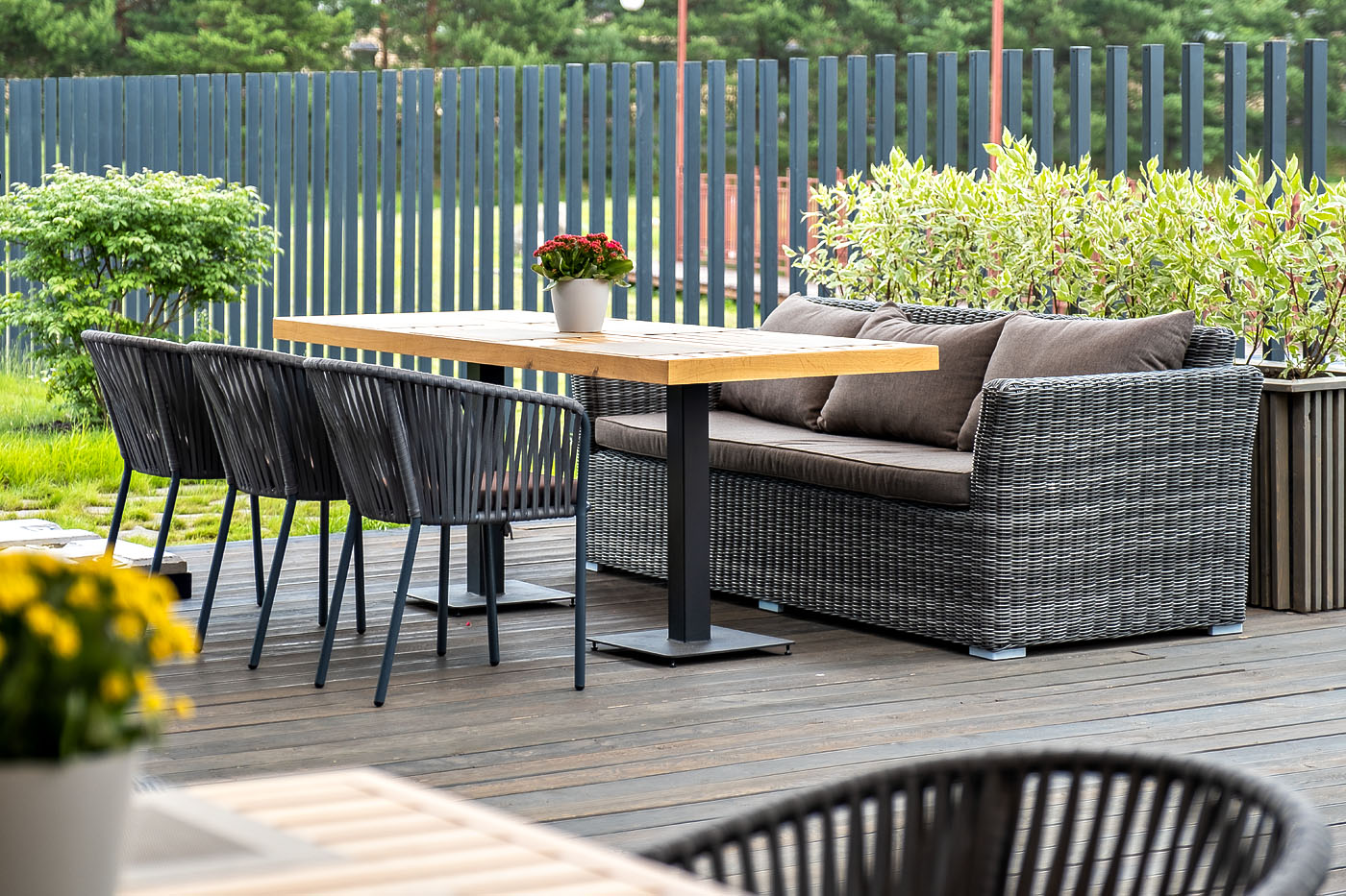 фото "капучино" диван из искусственного ротанга трехместный, цвет графит