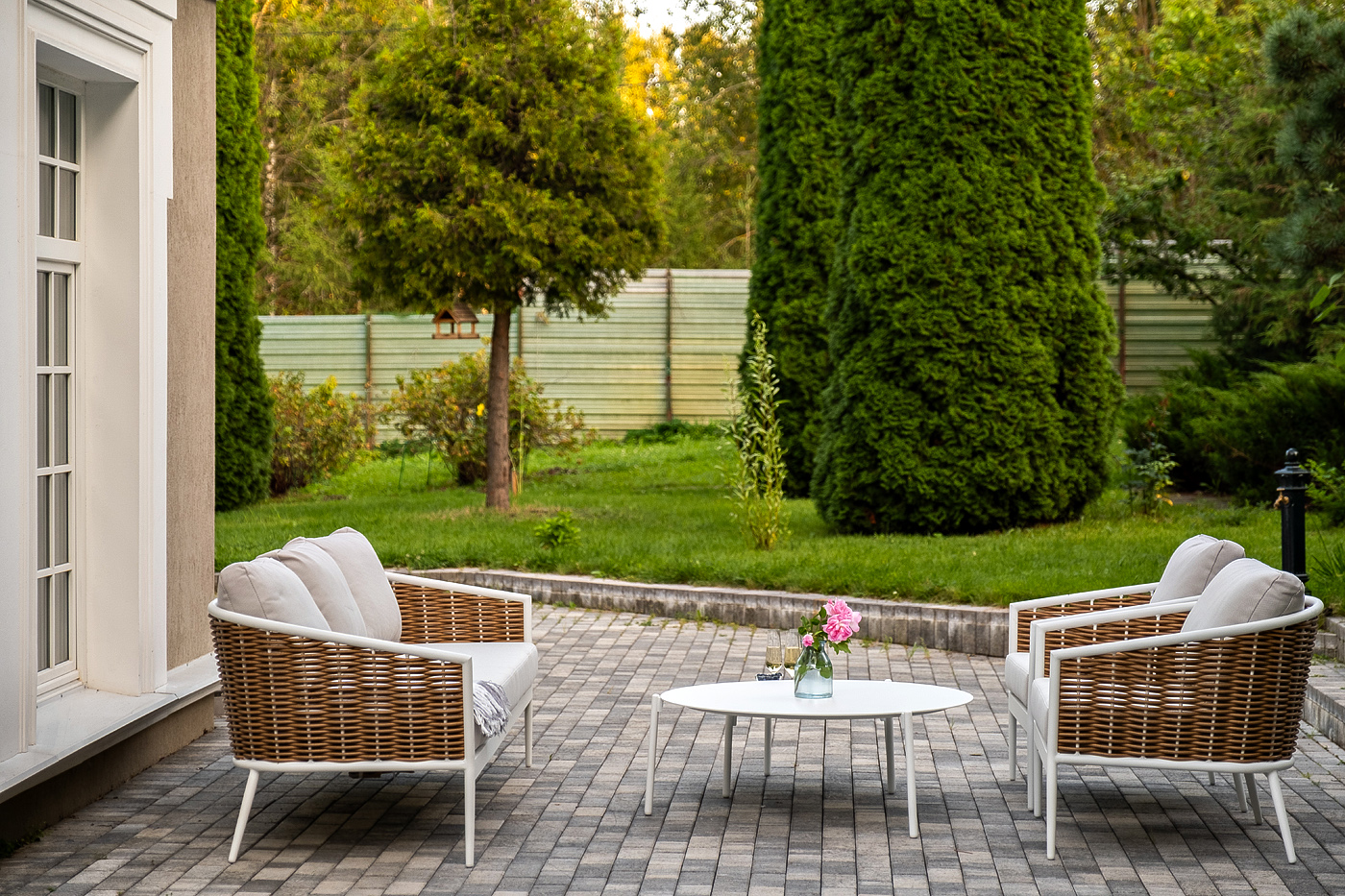 фото "тоскана" лаунж-зона из искусственного ротанга, цвет соломенный