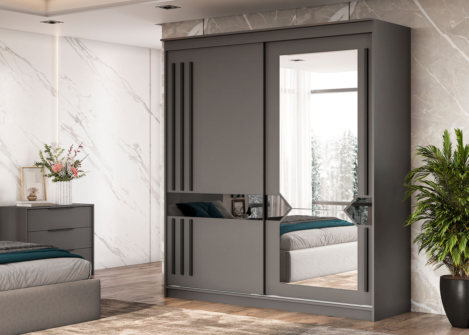 фото шкаф-купе №25 (2,0 м) блэк лайт sv-мебель