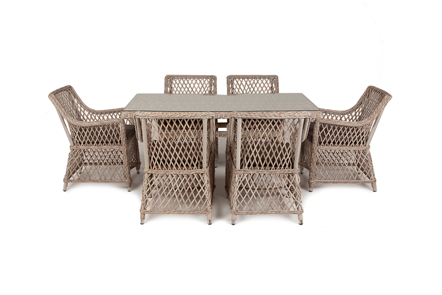 фото "латте" обеденная группа плетеная, цвет бежевый