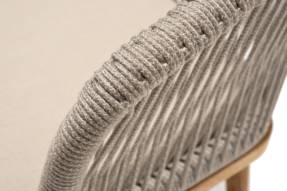 фото "марсель" стул плетеный из роупа, основание дуб, роуп серый меланж круглый, ткань бежевая 052