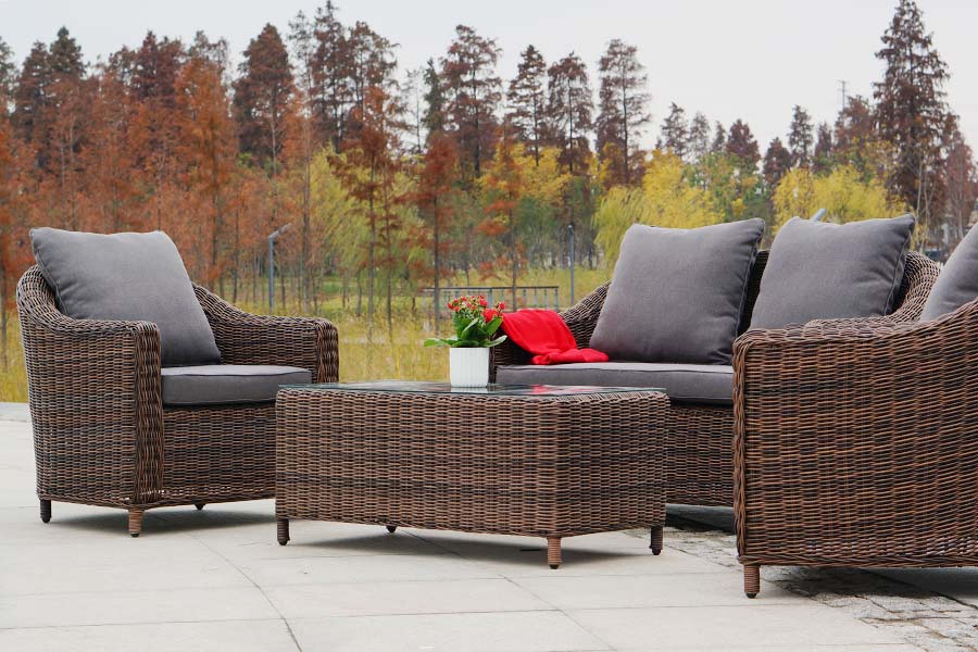 фото "кон панна" лаунж-зона из искусственного ротанга, цвет коричневый