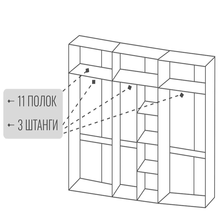 Шкаф 6-ти дверный Беллуччи 